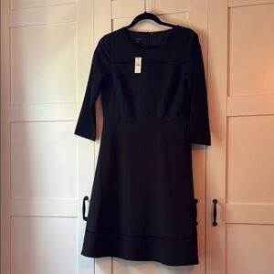 Talbots Black Sheath Dress 3/4 Sleeve size 6 petite NWT